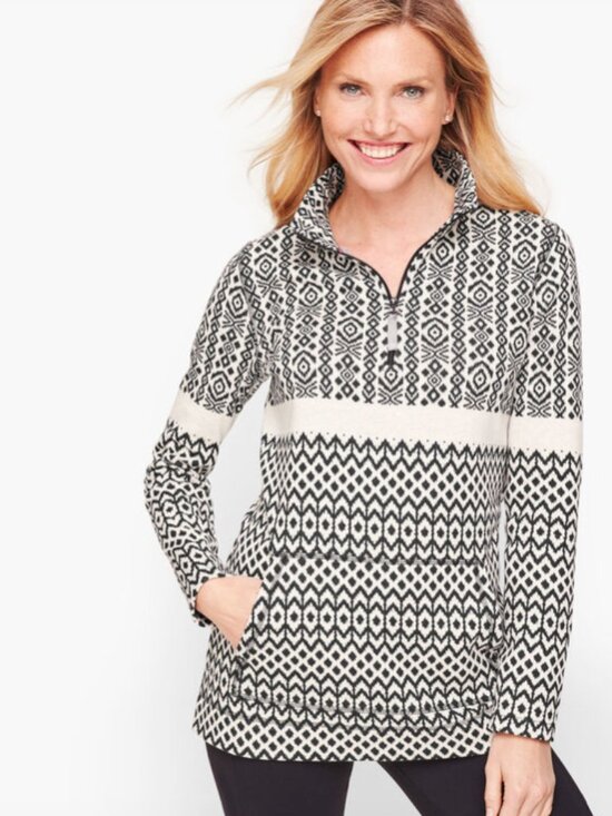 Talbots Tops - Talbots Fair Isle Half Zip Pullover Cozy Outdoor Cabincore Apres Ski Sz Large